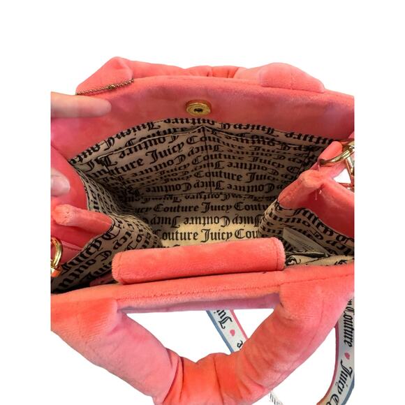 Juicy Couture Pink Velour Tote Crossbody Logo Bag Y2K - Picture 13 of 16